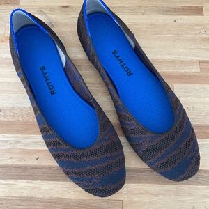 Rothy's (NEW) Women's Sapphire Zebra Brown/Blue Round Toe Slip On Flats
